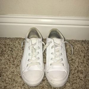 All white leather converse